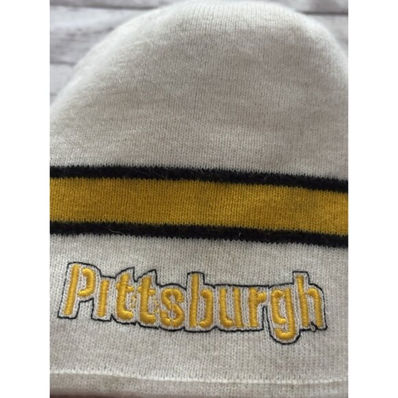 Vintage NFL Pittsburgh Steelers Ivory Yellow Knit Beanie Hat Unisex Adult #7 - Picture 5 of 9